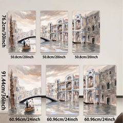 2D flat 1pc Venice Canal Romantic Gondola Ride Cityscape Wall Art Living Room Bedroom Decor Gallery Wrapped Canvas Prints Modern Farmhouse Style