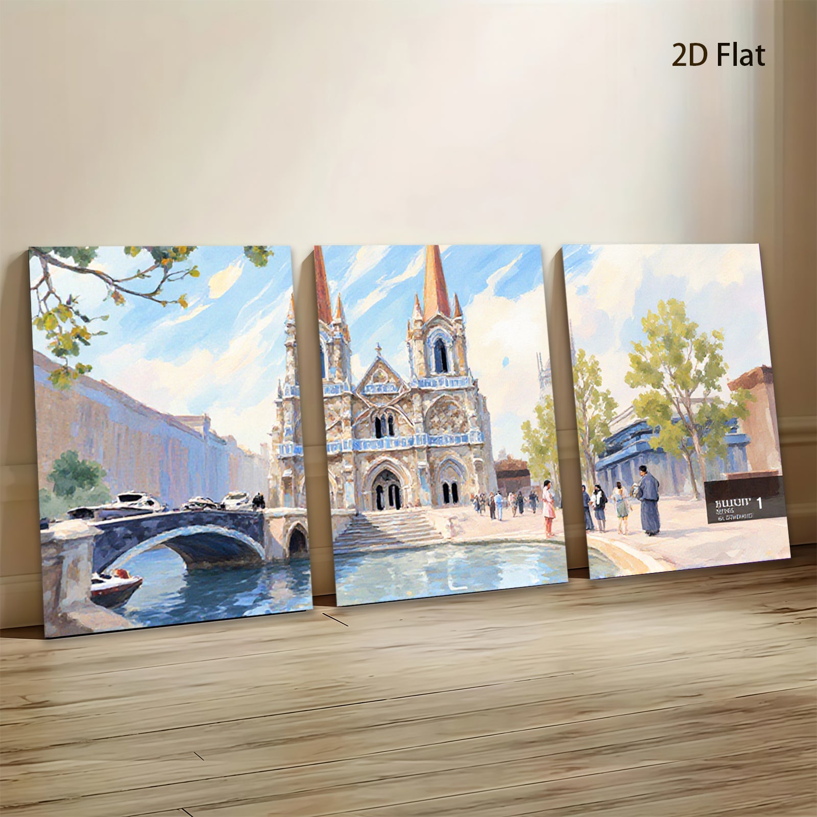 2D flat 1pc Venice Canal Scene Italy Architecture Wall Art Modern Home Decor Living Room Bedroom Canvas Prints Farmhouse Style Rustic Chic Gallery Wrapped