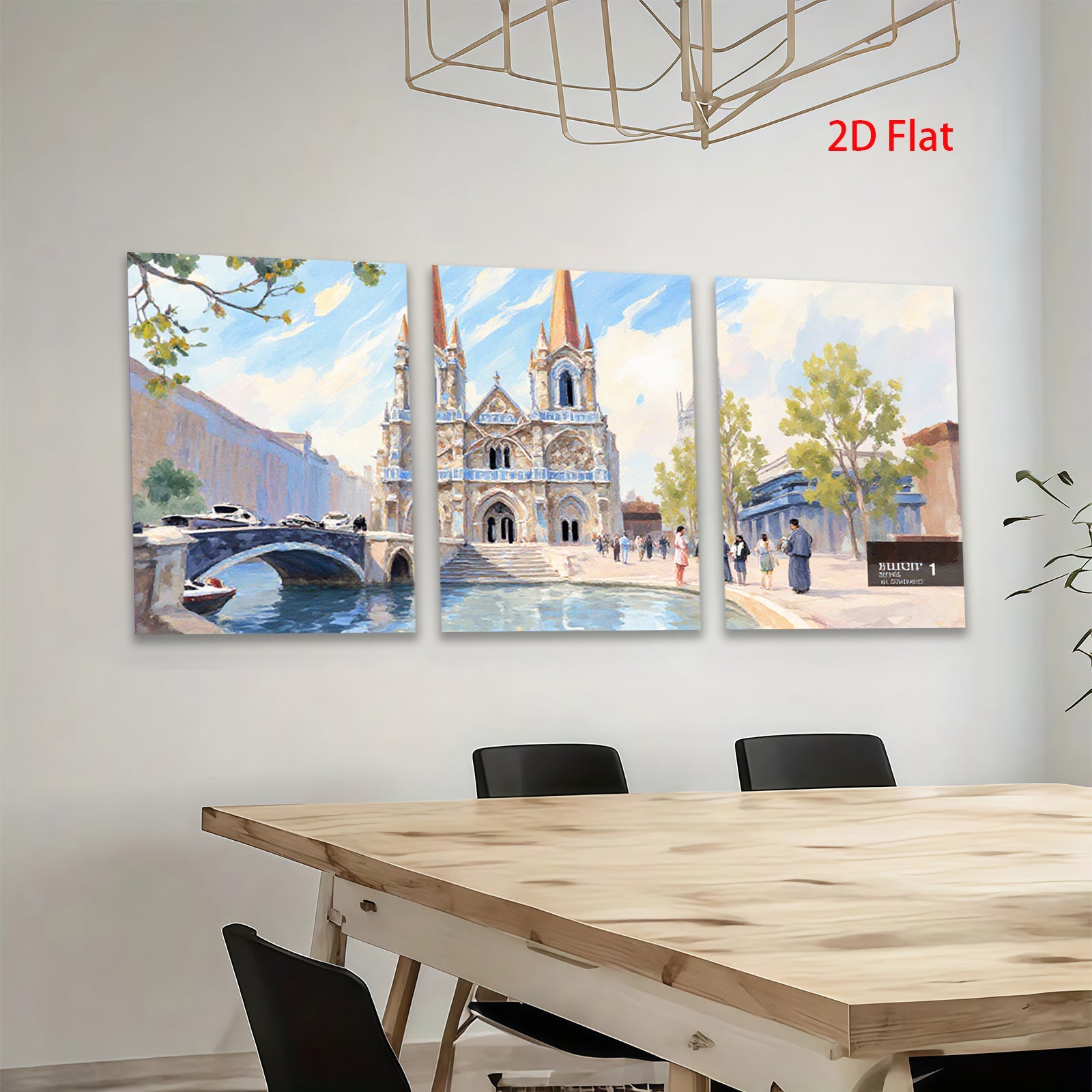 2D flat 1pc Venice Canal Scene Italy Architecture Wall Art Modern Home Decor Living Room Bedroom Canvas Prints Farmhouse Style Rustic Chic Gallery Wrapped
