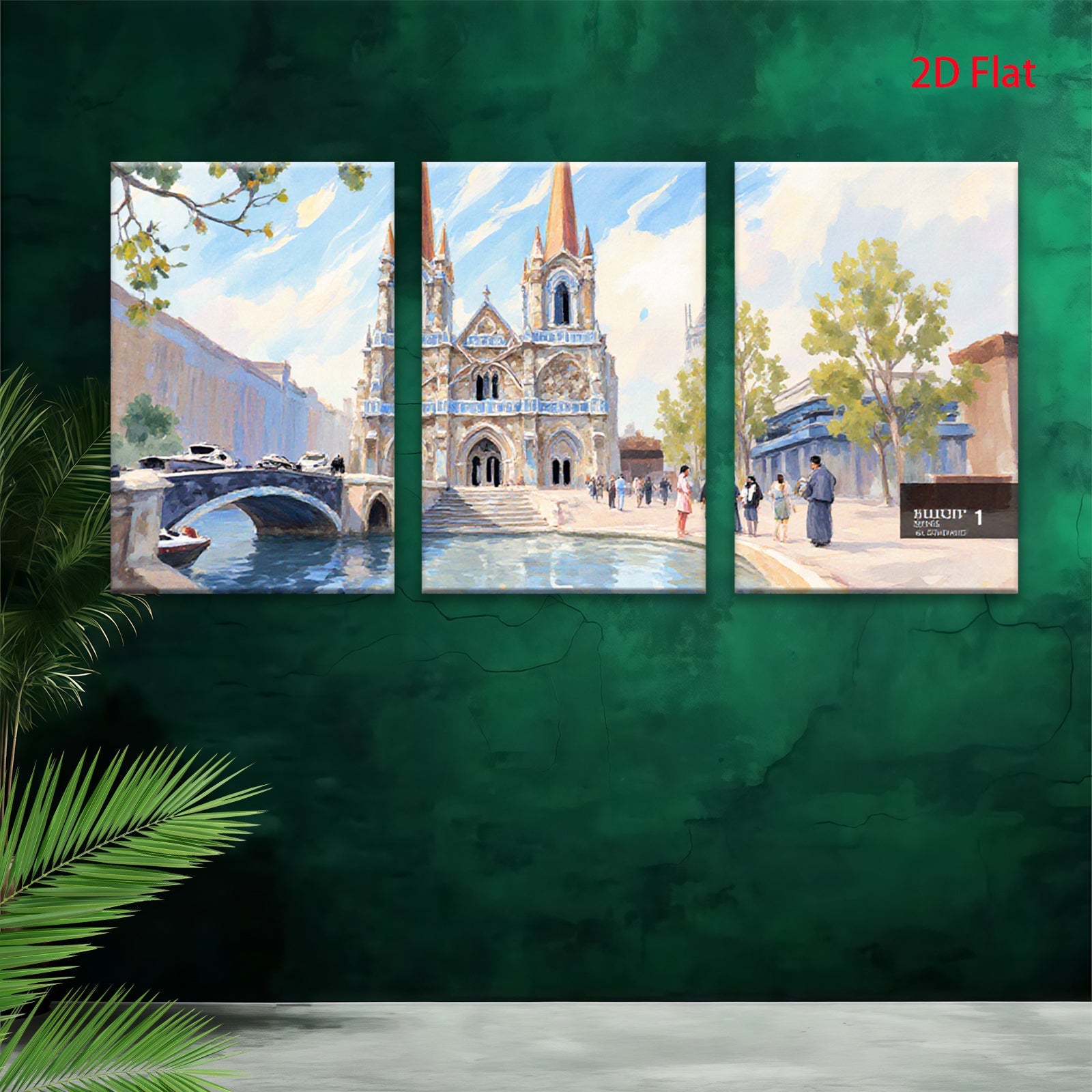 2D flat 1pc Venice Canal Scene Italy Architecture Wall Art Modern Home Decor Living Room Bedroom Canvas Prints Farmhouse Style Rustic Chic Gallery Wrapped