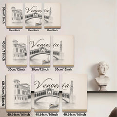 2D flat 1pc Venice Canal Sketch Artwork for Living Room Bedroom Wall Decor Modern Farmhouse Aesthetic Gallery Wrapped Canvas Prints Ready to Hang