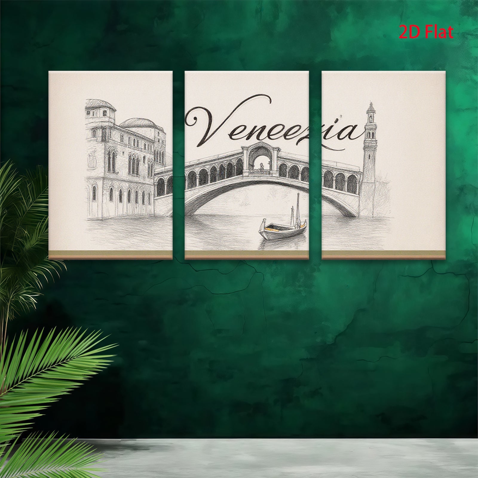 2D flat 1pc Venice Canal Sketch Artwork for Living Room Bedroom Wall Decor Modern Farmhouse Aesthetic Gallery Wrapped Canvas Prints Ready to Hang