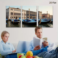 2D flat 1pc Venice Gondolas Canal Views Romantic Cityscape Wall Decor Living Room Bedroom Home Office Art Prints Canvas Pictures Modern Farmhouse Gallery Wrapped