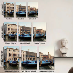 2D flat 1pc Venice Gondolas Canal Views Romantic Cityscape Wall Decor Living Room Bedroom Home Office Art Prints Canvas Pictures Modern Farmhouse Gallery Wrapped