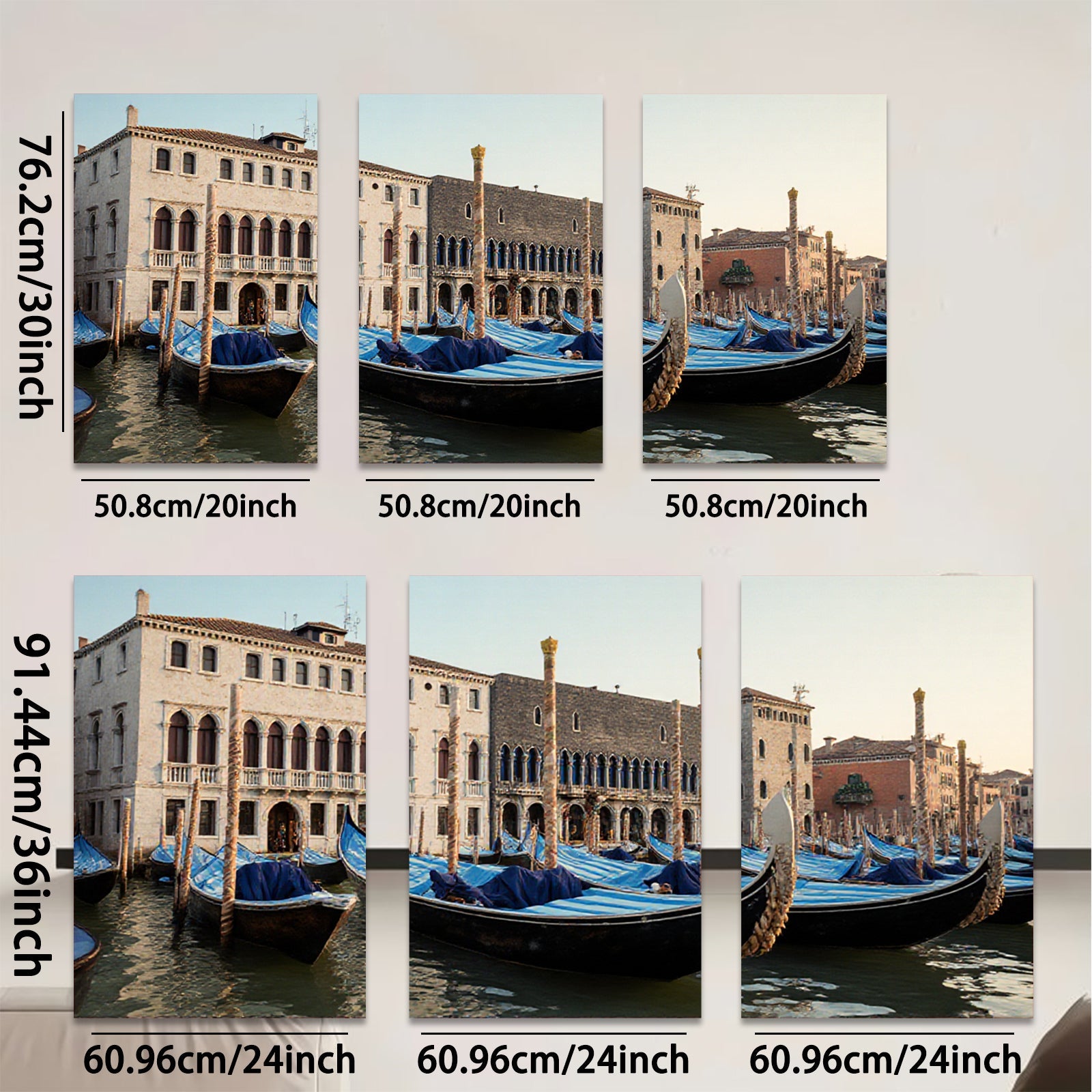2D flat 1pc Venice Gondolas Canal Views Romantic Cityscape Wall Decor Living Room Bedroom Home Office Art Prints Canvas Pictures Modern Farmhouse Gallery Wrapped