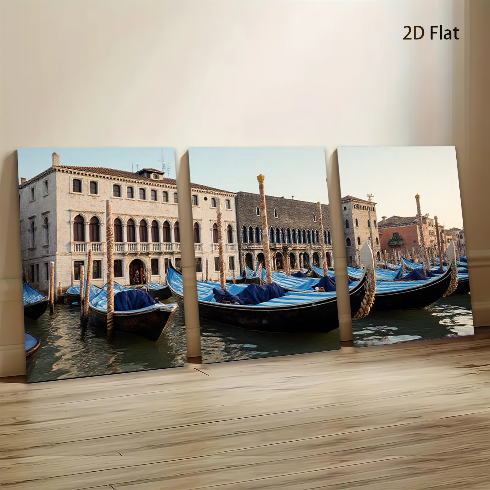 2D flat 1pc Venice Gondolas Canal Views Romantic Cityscape Wall Decor Living Room Bedroom Home Office Art Prints Canvas Pictures Modern Farmhouse Gallery Wrapped