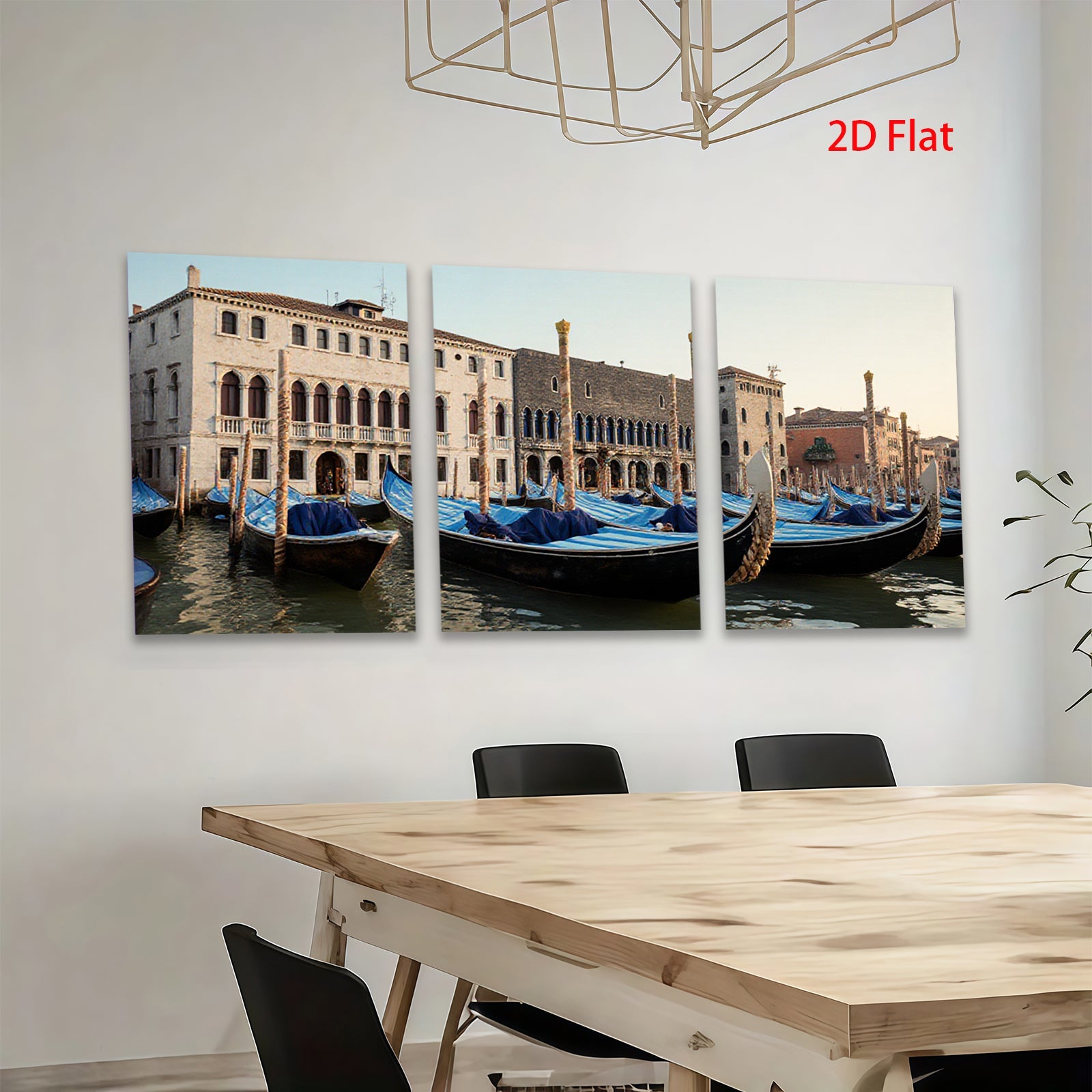 2D flat 1pc Venice Gondolas Canal Views Romantic Cityscape Wall Decor Living Room Bedroom Home Office Art Prints Canvas Pictures Modern Farmhouse Gallery Wrapped