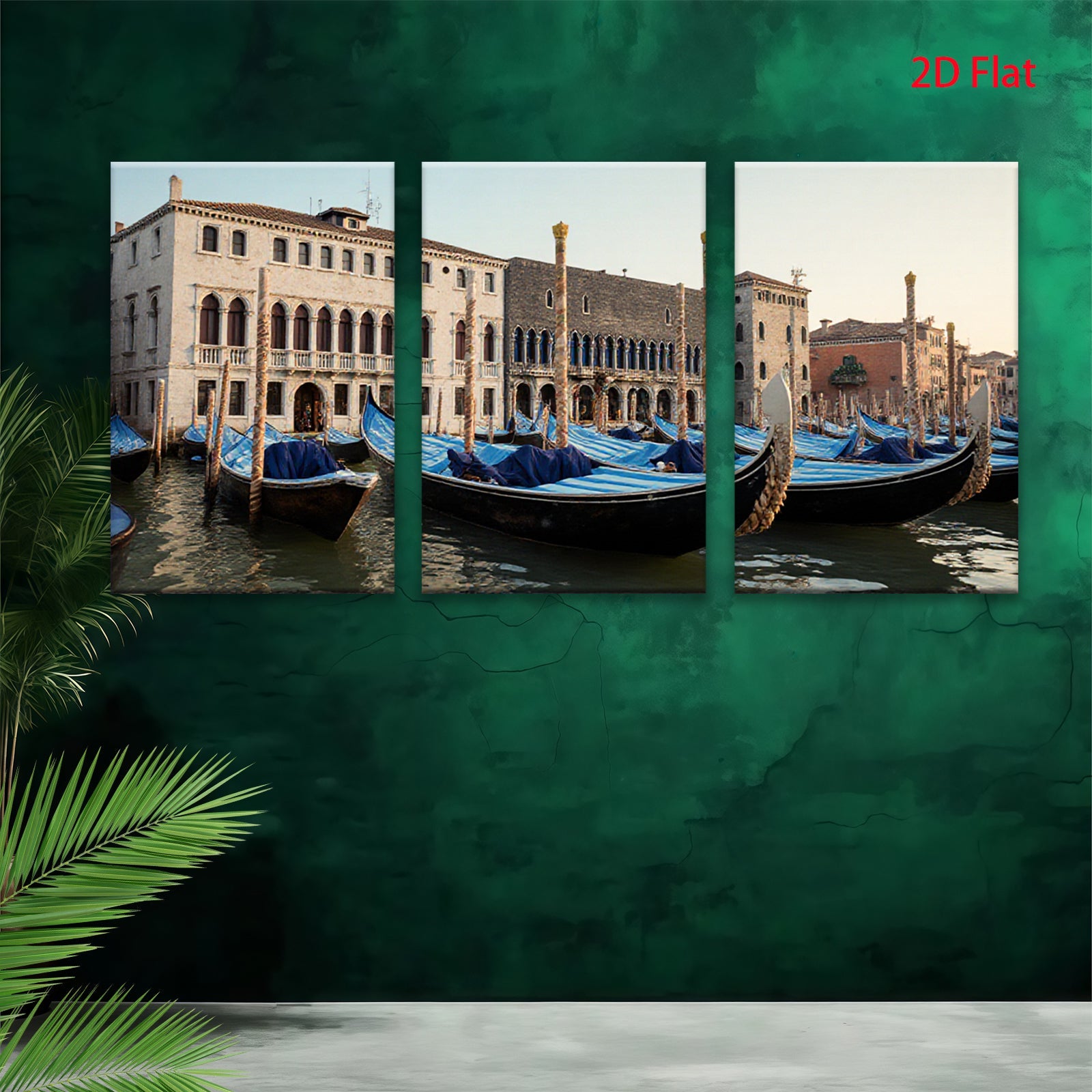 2D flat 1pc Venice Gondolas Canal Views Romantic Cityscape Wall Decor Living Room Bedroom Home Office Art Prints Canvas Pictures Modern Farmhouse Gallery Wrapped