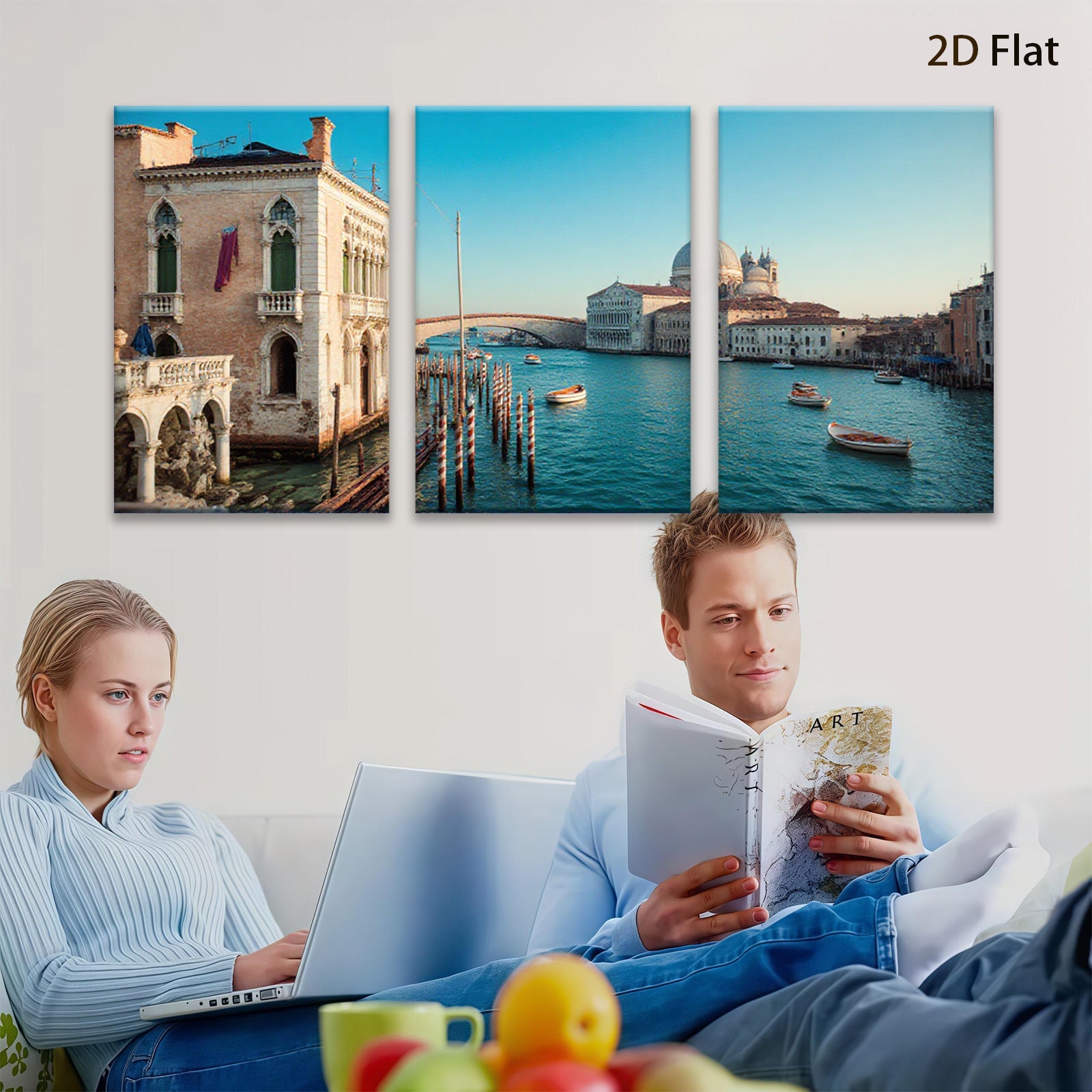 2D flat 1pc Venice Grand Canal Italy cityscape wall art for living room bedroom home decor modern farmhouse style gallery wrapped canvas prints