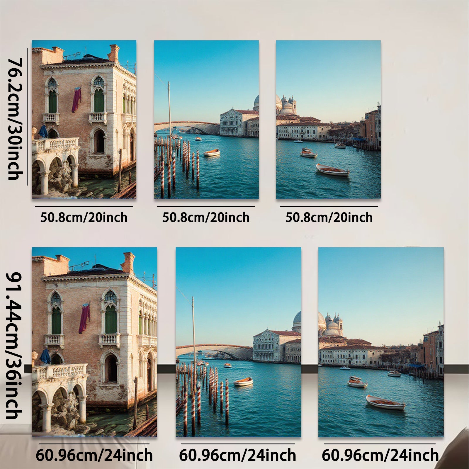 2D flat 1pc Venice Grand Canal Italy cityscape wall art for living room bedroom home decor modern farmhouse style gallery wrapped canvas prints