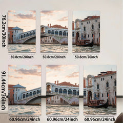 2D flat 1pc Venice Rialto Bridge Italy Canal Scene Wall Decor Living Room Bedroom Modern Farmhouse Rustic Gallery Wrapped Canvas Print Art