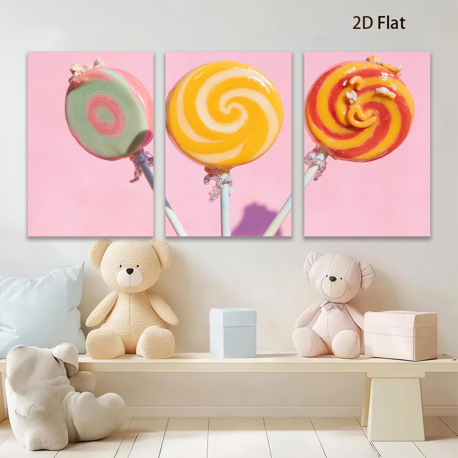 2D flat 1pc Vibrant Candy Swirls Retro Kitchen Wall Art Dining Room Decor Gallery Wrapped Canvas Prints for Living Room Bedroom Modern Farmhouse Style