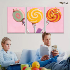 2D flat 1pc Vibrant Candy Swirls Retro Kitchen Wall Art Dining Room Decor Gallery Wrapped Canvas Prints for Living Room Bedroom Modern Farmhouse Style