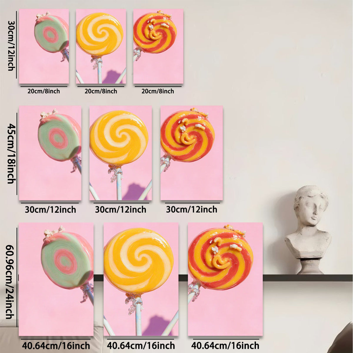 2D flat 1pc Vibrant Candy Swirls Retro Kitchen Wall Art Dining Room Decor Gallery Wrapped Canvas Prints for Living Room Bedroom Modern Farmhouse Style