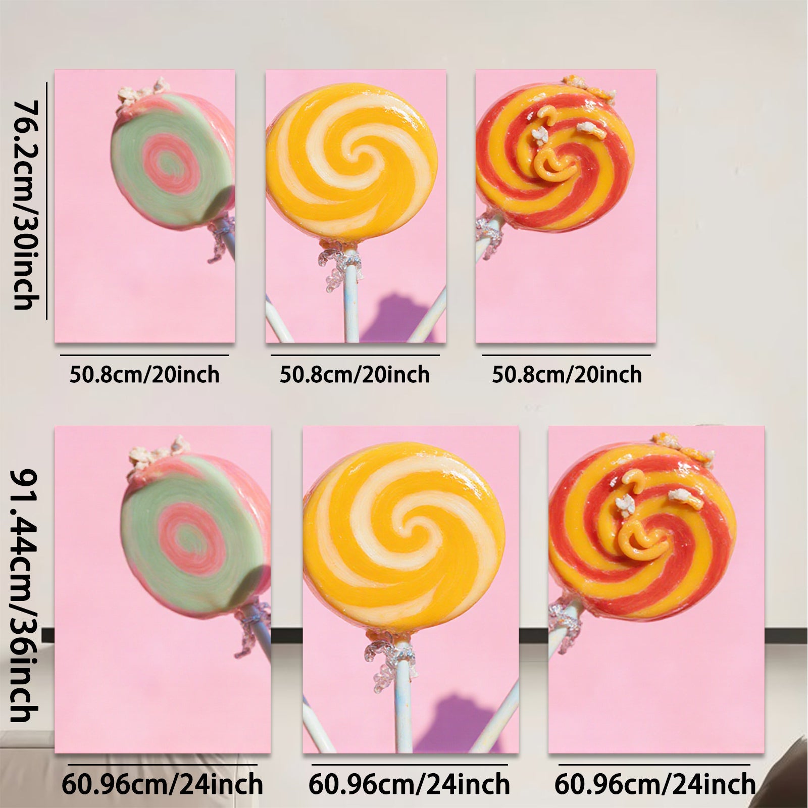 2D flat 1pc Vibrant Candy Swirls Retro Kitchen Wall Art Dining Room Decor Gallery Wrapped Canvas Prints for Living Room Bedroom Modern Farmhouse Style