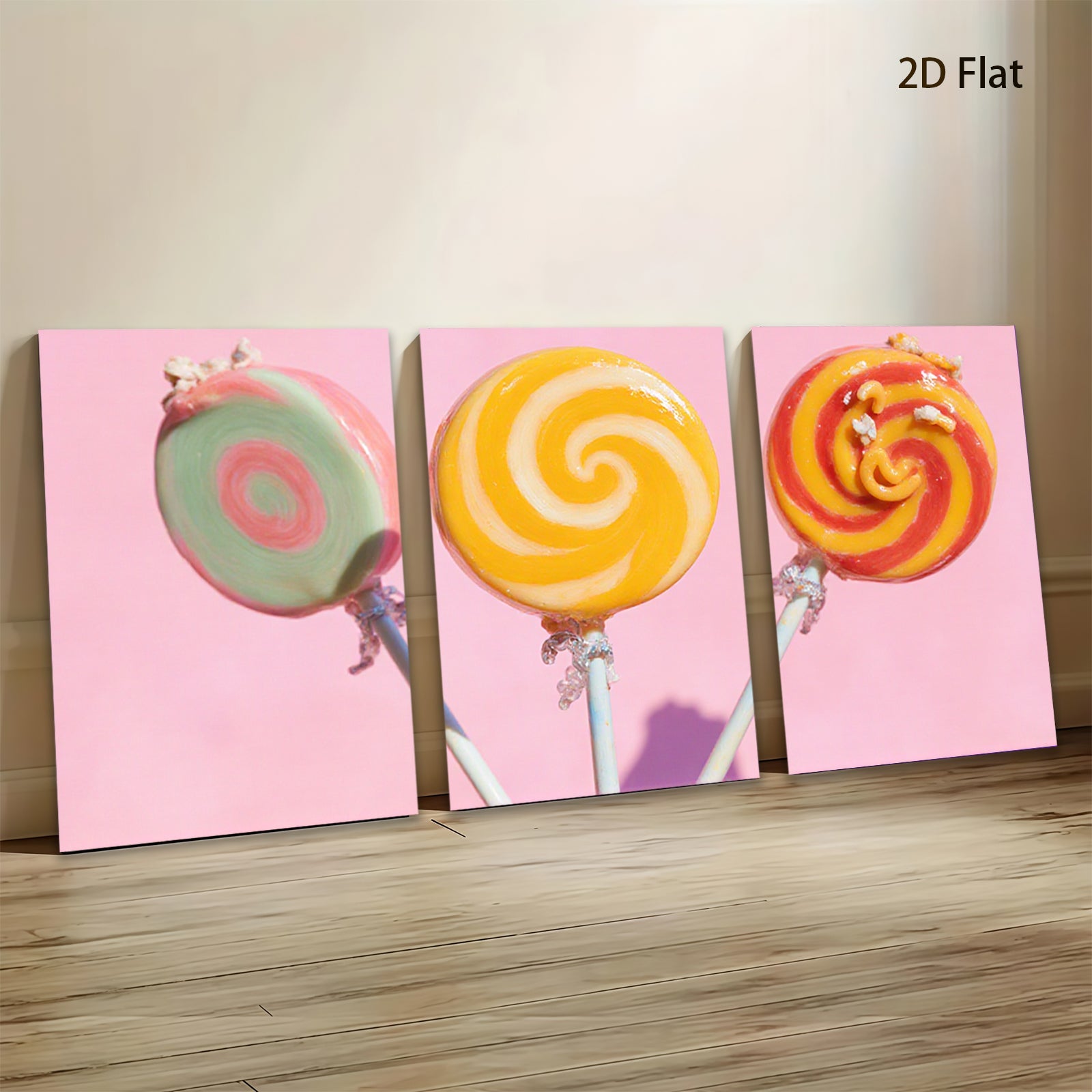 2D flat 1pc Vibrant Candy Swirls Retro Kitchen Wall Art Dining Room Decor Gallery Wrapped Canvas Prints for Living Room Bedroom Modern Farmhouse Style