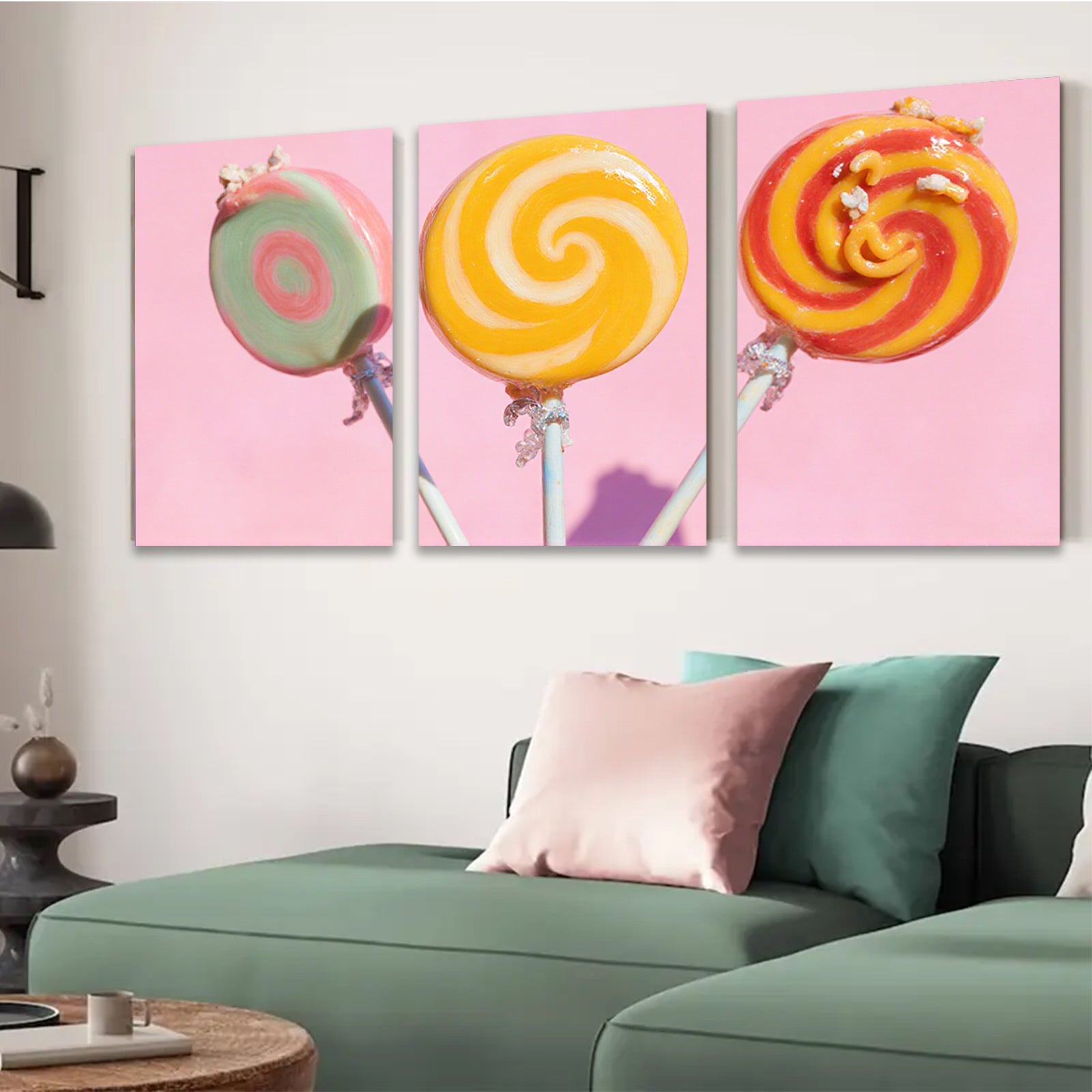 2D flat 1pc Vibrant Candy Swirls Retro Kitchen Wall Art Dining Room Decor Gallery Wrapped Canvas Prints for Living Room Bedroom Modern Farmhouse Style
