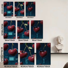 2D flat 1pc Vibrant Cherry Still Life Modern Farmhouse Wall Decor for Living Room Bedroom Kitchen Home Office Gallery Wrapped Canvas Prints Ready to Hang