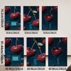 2D flat 1pc Vibrant Cherry Still Life Modern Farmhouse Wall Decor for Living Room Bedroom Kitchen Home Office Gallery Wrapped Canvas Prints Ready to Hang