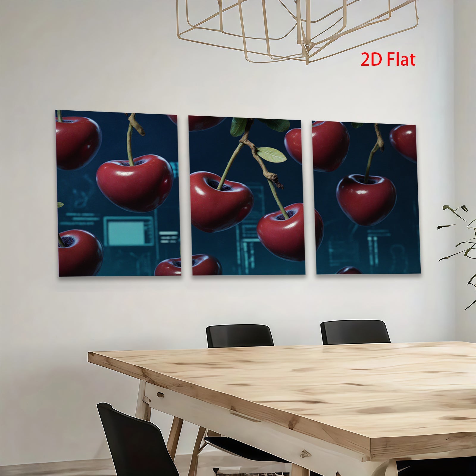 2D flat 1pc Vibrant Cherry Still Life Modern Farmhouse Wall Decor for Living Room Bedroom Kitchen Home Office Gallery Wrapped Canvas Prints Ready to Hang
