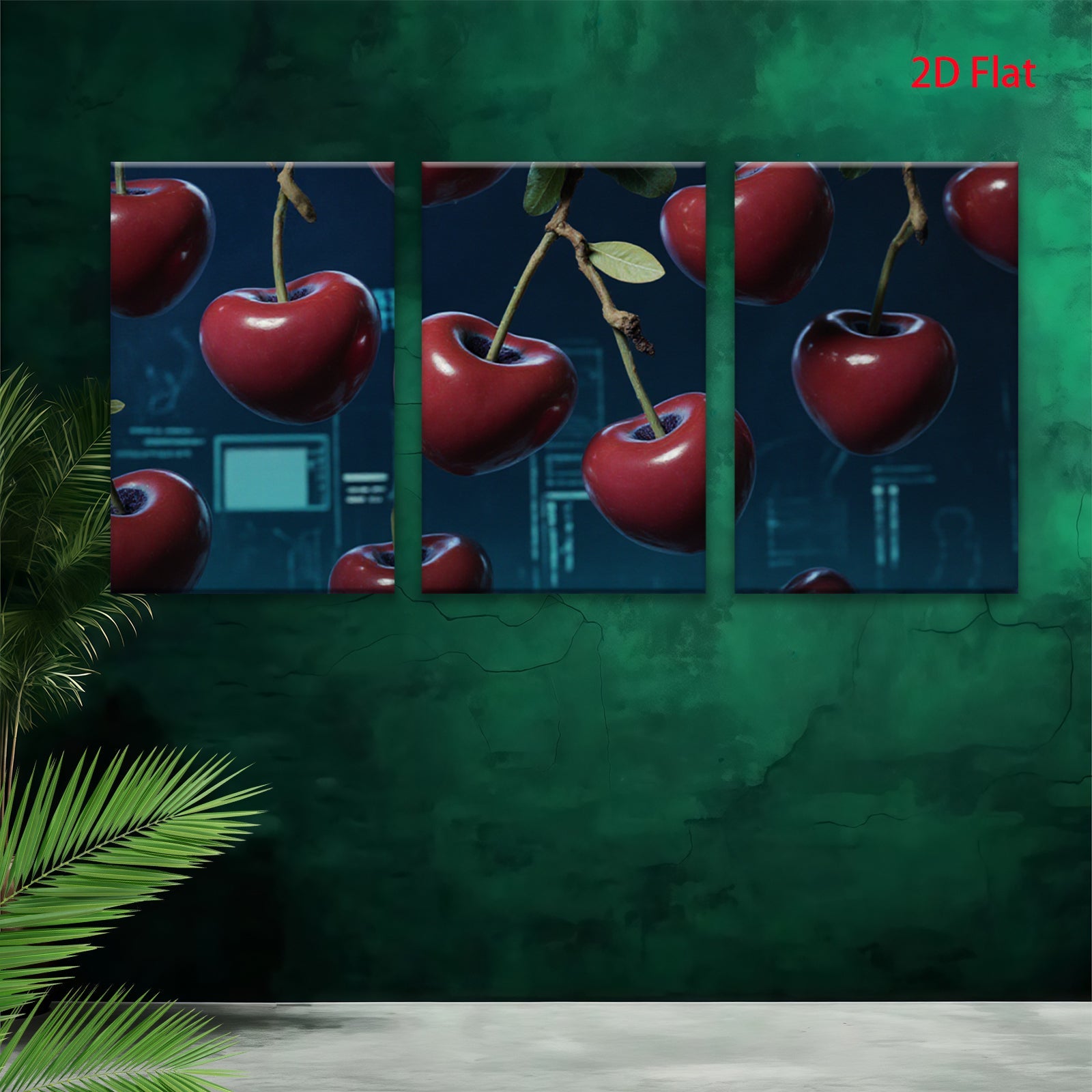 2D flat 1pc Vibrant Cherry Still Life Modern Farmhouse Wall Decor for Living Room Bedroom Kitchen Home Office Gallery Wrapped Canvas Prints Ready to Hang