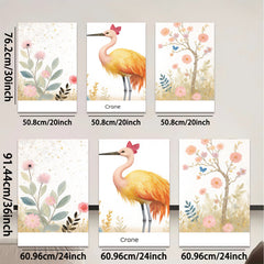 2D flat 1pc Vibrant Cranes Botanical Wall Art Living Room Bedroom Home Decor Farmhouse Style Canvas Prints Gallery Wrapped Ready to Hang