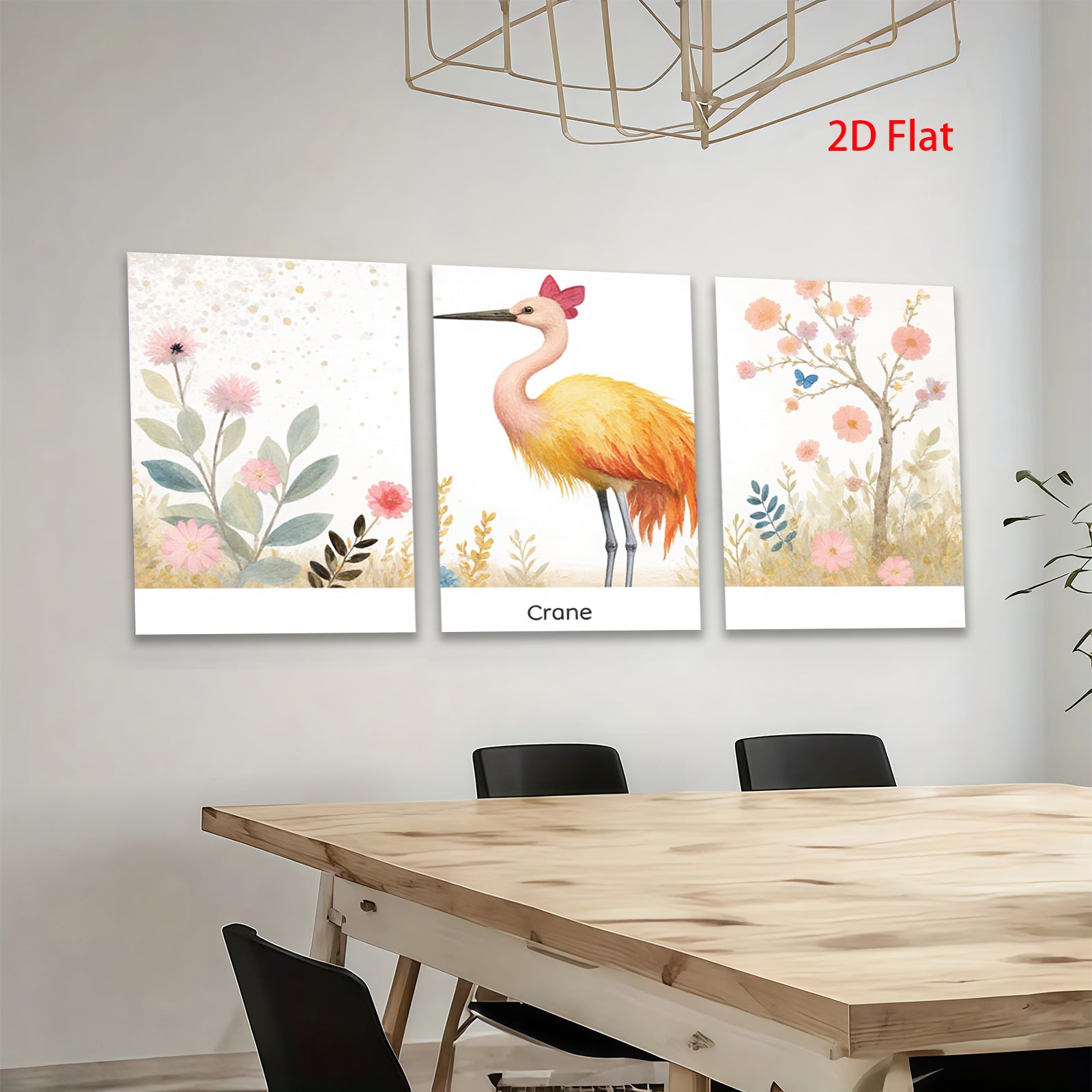 2D flat 1pc Vibrant Cranes Botanical Wall Art Living Room Bedroom Home Decor Farmhouse Style Canvas Prints Gallery Wrapped Ready to Hang