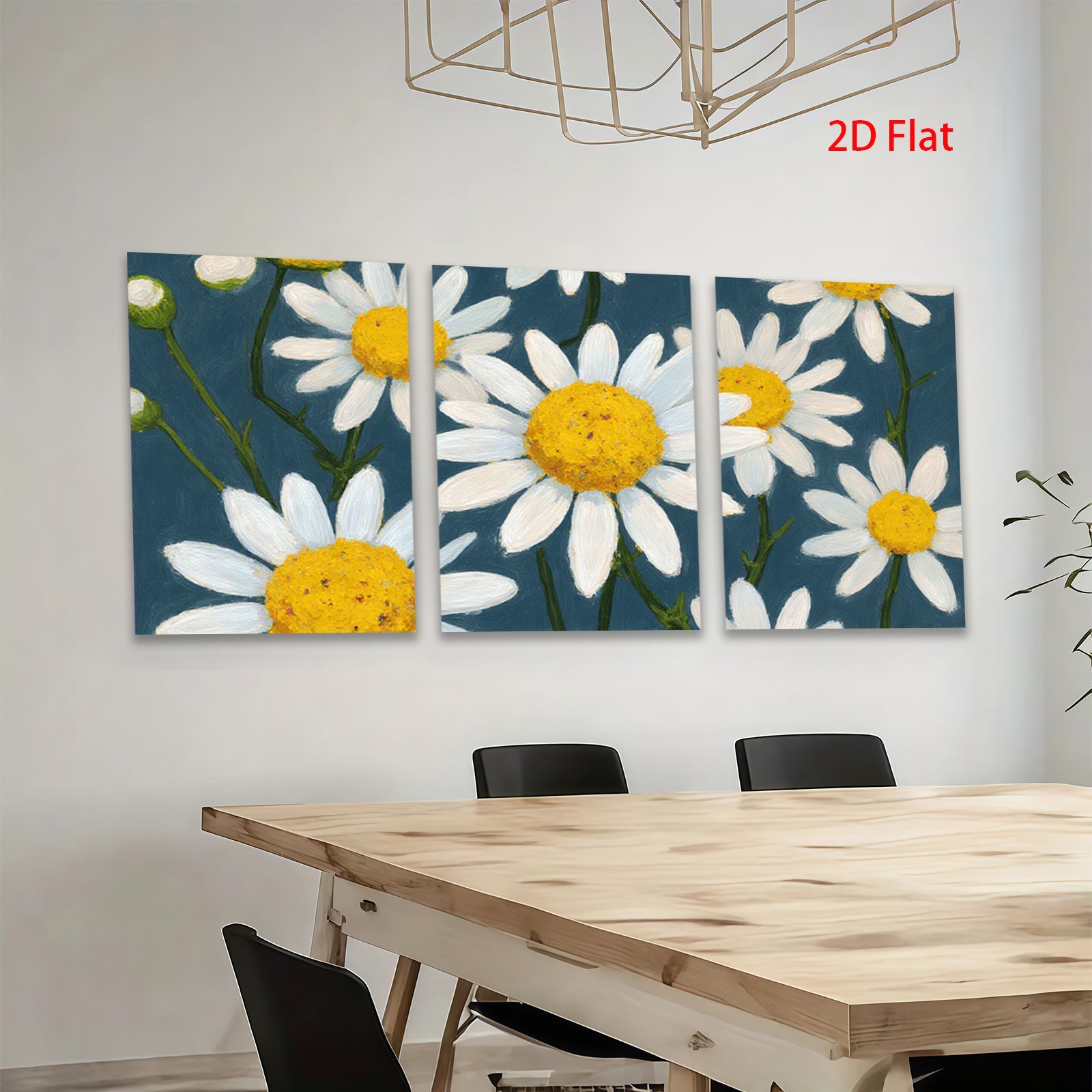 2D flat 1pc Vibrant Daisy Field Botanical Wall Art Decor for Living Room Bedroom Modern Farmhouse Style Gallery Wrapped Canvas Prints Ready to Hang