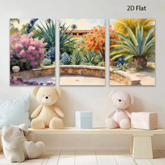 2D flat 1pc Vibrant Desert Bloom Garden Pathway Southwestern Style Living Room Bedroom Decor Wall Art Prints Canvas