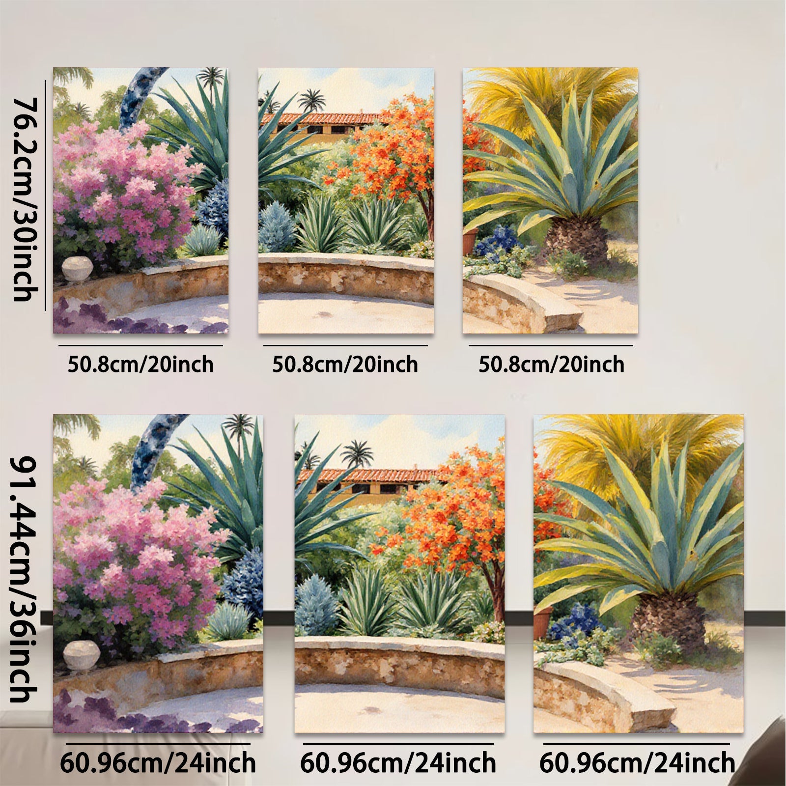 2D flat 1pc Vibrant Desert Bloom Garden Pathway Southwestern Style Living Room Bedroom Decor Wall Art Prints Canvas