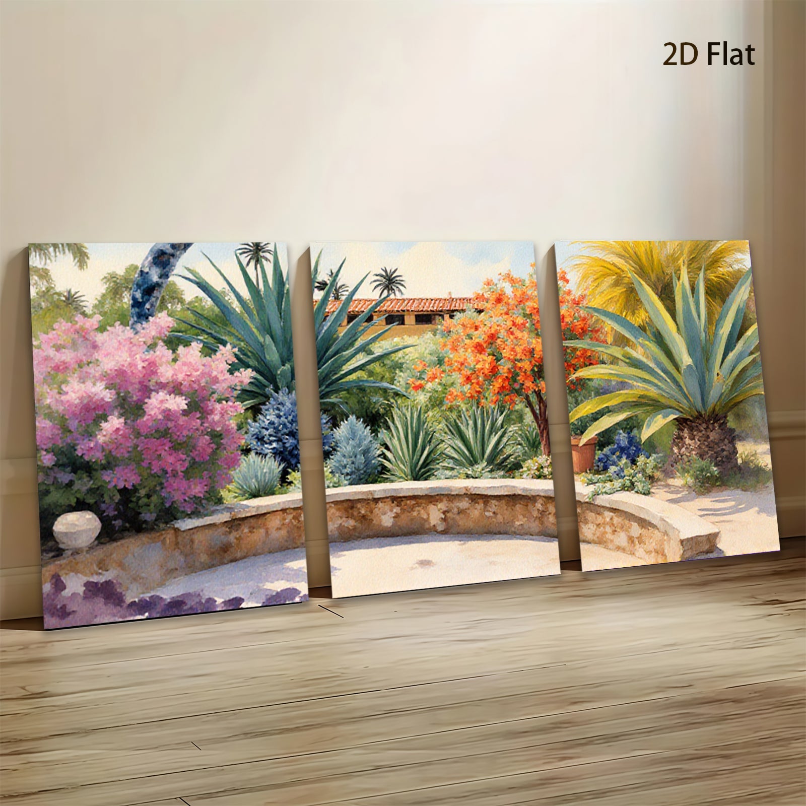 2D flat 1pc Vibrant Desert Bloom Garden Pathway Southwestern Style Living Room Bedroom Decor Wall Art Prints Canvas