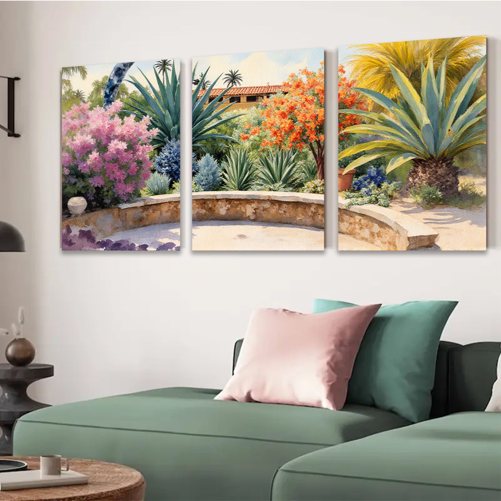 2D flat 1pc Vibrant Desert Bloom Garden Pathway Southwestern Style Living Room Bedroom Decor Wall Art Prints Canvas