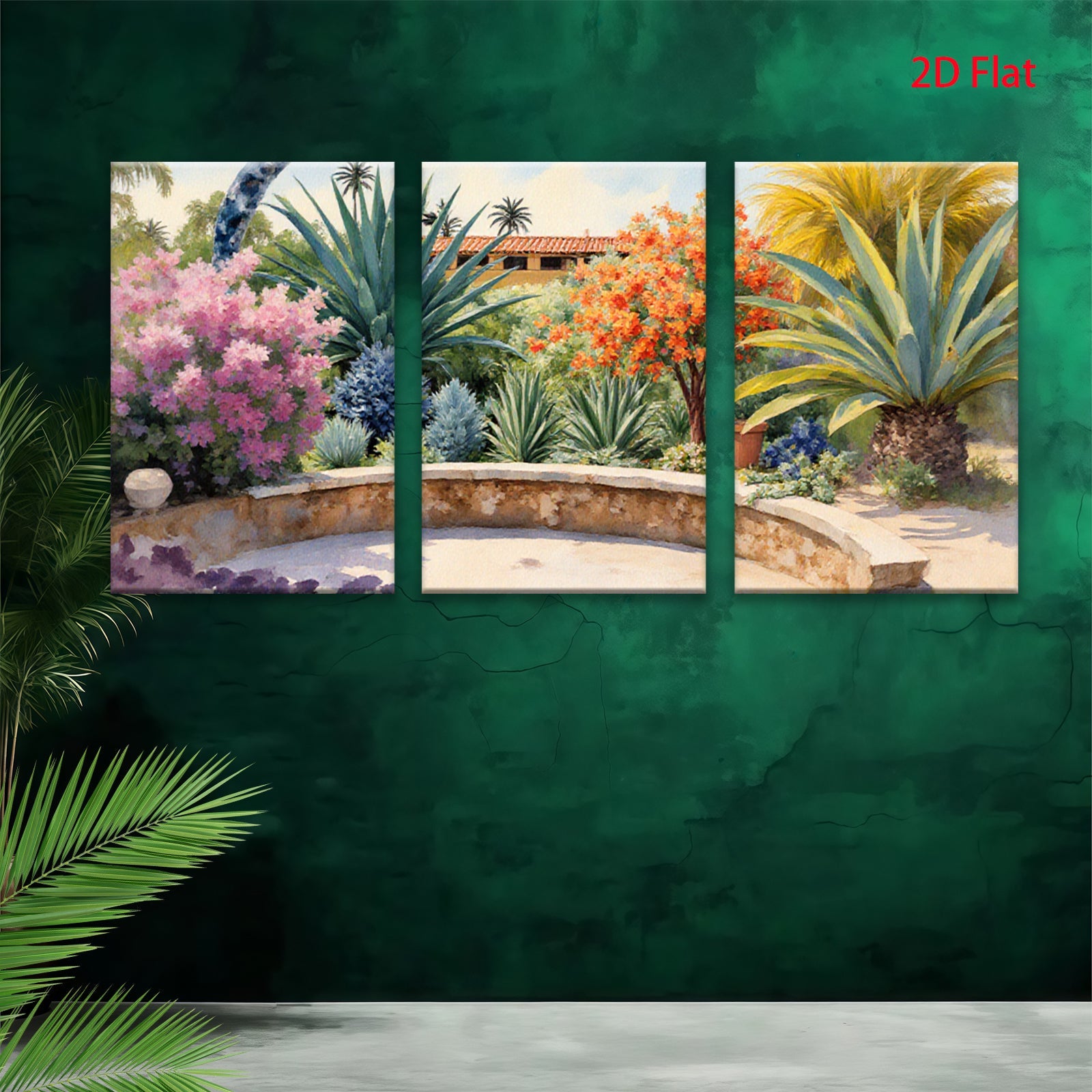 2D flat 1pc Vibrant Desert Bloom Garden Pathway Southwestern Style Living Room Bedroom Decor Wall Art Prints Canvas