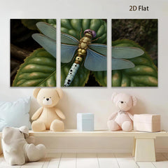 2D flat 1pc Vibrant Dragonfly on Lush Green Leaf Botanical Wall Art Living Room Bedroom Decor Gallery Wrapped Canvas Prints Modern Farmhouse Style Trending Now
