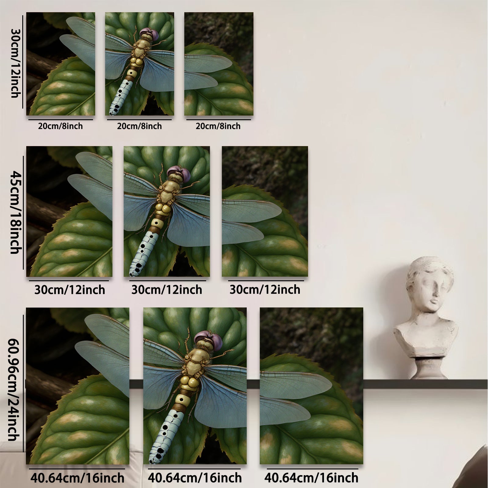 2D flat 1pc Vibrant Dragonfly on Lush Green Leaf Botanical Wall Art Living Room Bedroom Decor Gallery Wrapped Canvas Prints Modern Farmhouse Style Trending Now