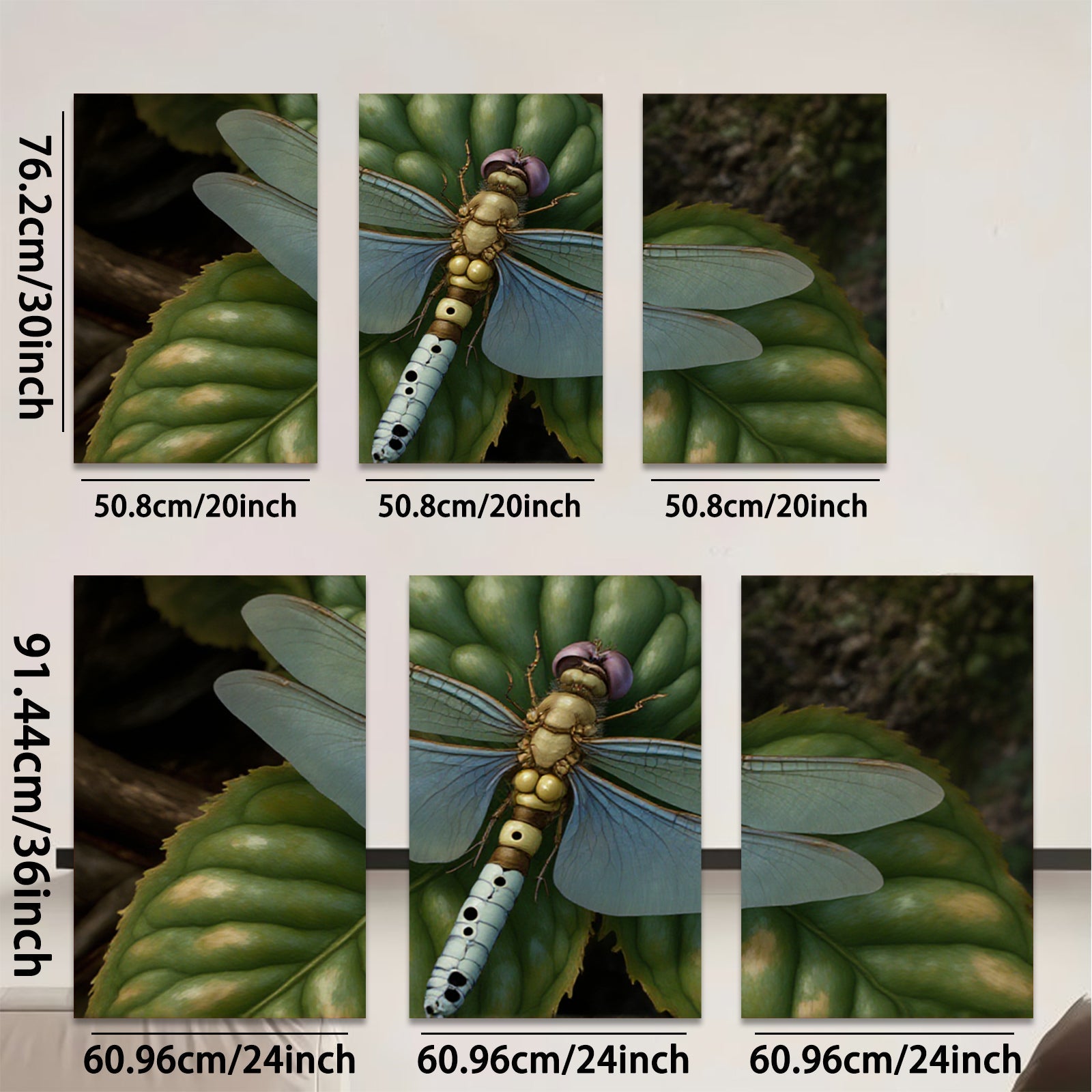 2D flat 1pc Vibrant Dragonfly on Lush Green Leaf Botanical Wall Art Living Room Bedroom Decor Gallery Wrapped Canvas Prints Modern Farmhouse Style Trending Now