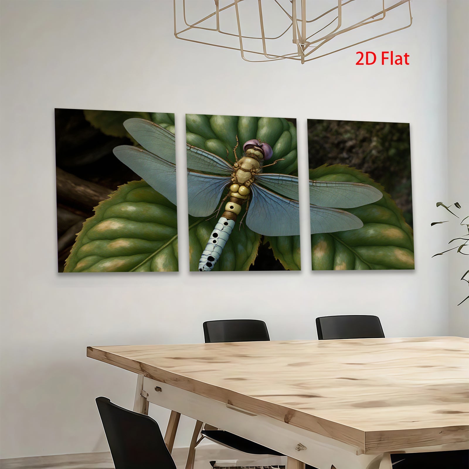 2D flat 1pc Vibrant Dragonfly on Lush Green Leaf Botanical Wall Art Living Room Bedroom Decor Gallery Wrapped Canvas Prints Modern Farmhouse Style Trending Now