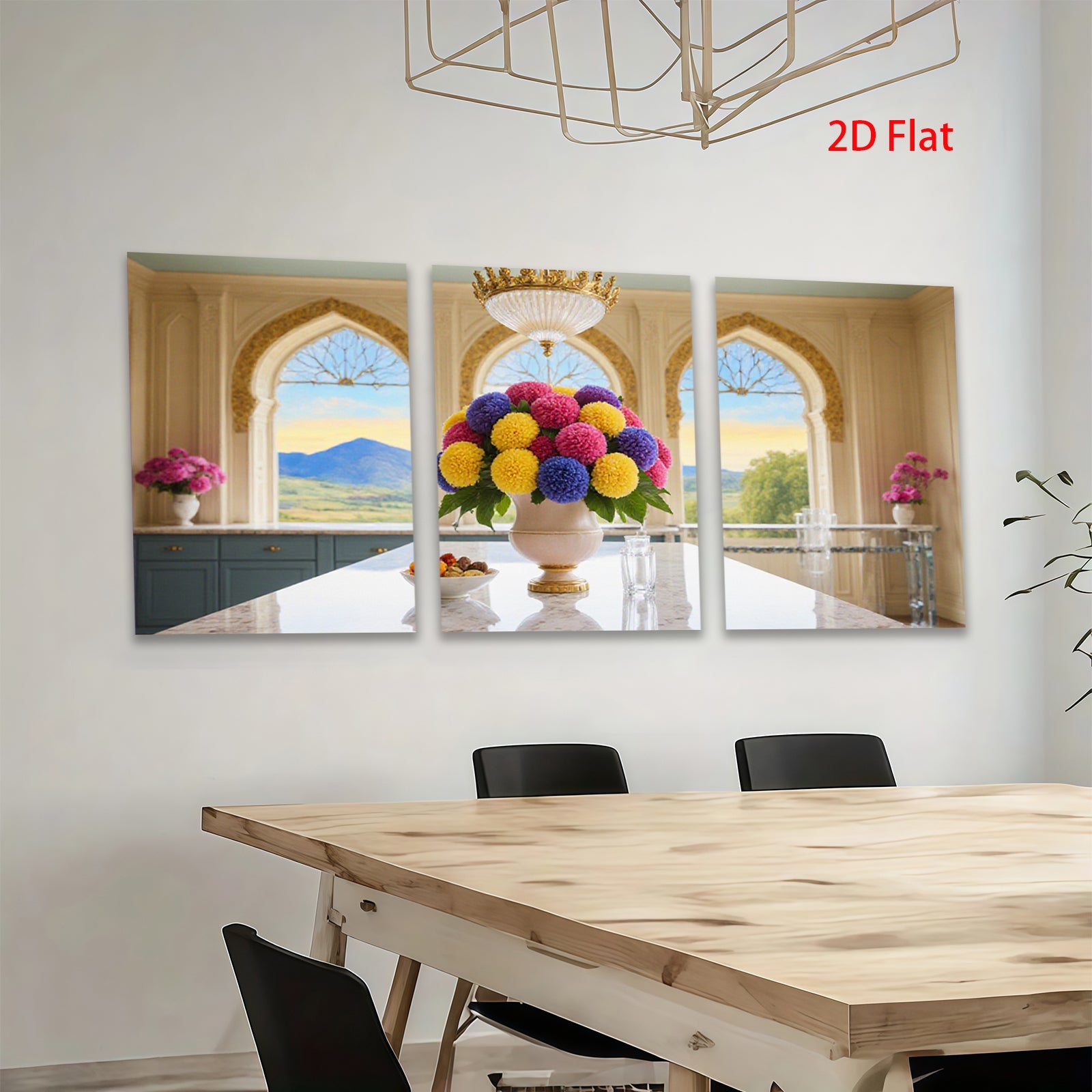2D flat 1pc Vibrant Floral Kitchen View Farmhouse Wall Decor Rustic Dining Room Art Canvas Prints for Living Room Bedroom Modern Gallery Wrapped Teal Accents
