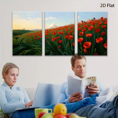 2D flat 1pc Vibrant Floral Landscape Mountain View Wall Art Decor for Living Room Bedroom Modern Farmhouse Rustic Style Canvas Prints Home Decorations