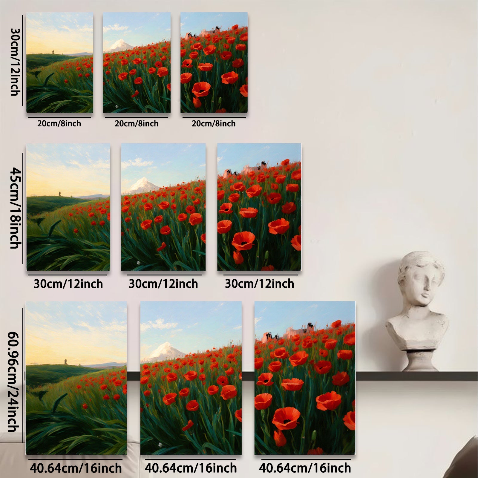 2D flat 1pc Vibrant Floral Landscape Mountain View Wall Art Decor for Living Room Bedroom Modern Farmhouse Rustic Style Canvas Prints Home Decorations