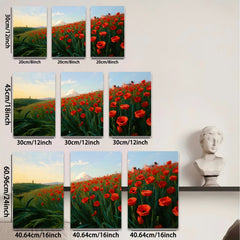 2D flat 1pc Vibrant Floral Landscape Mountain View Wall Art Decor for Living Room Bedroom Modern Farmhouse Rustic Style Canvas Prints Home Decorations
