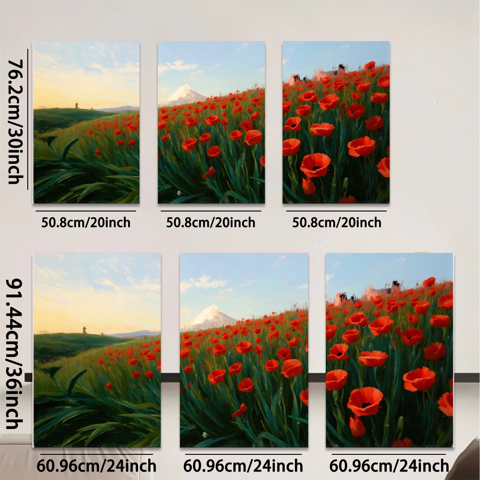 2D flat 1pc Vibrant Floral Landscape Mountain View Wall Art Decor for Living Room Bedroom Modern Farmhouse Rustic Style Canvas Prints Home Decorations