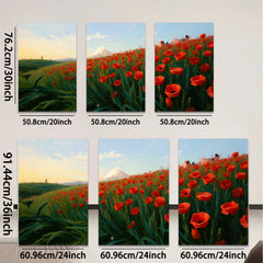 2D flat 1pc Vibrant Floral Landscape Mountain View Wall Art Decor for Living Room Bedroom Modern Farmhouse Rustic Style Canvas Prints Home Decorations