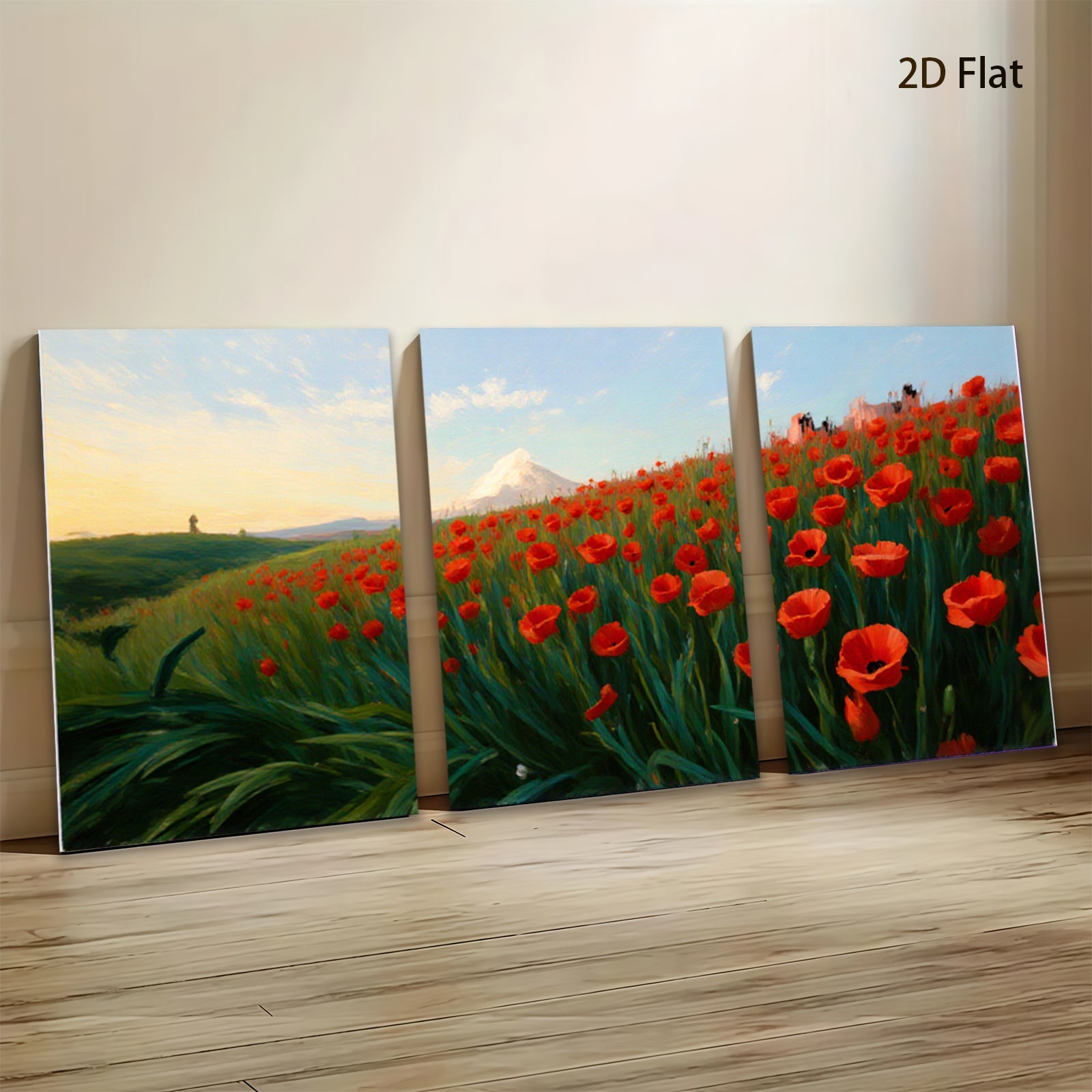 2D flat 1pc Vibrant Floral Landscape Mountain View Wall Art Decor for Living Room Bedroom Modern Farmhouse Rustic Style Canvas Prints Home Decorations
