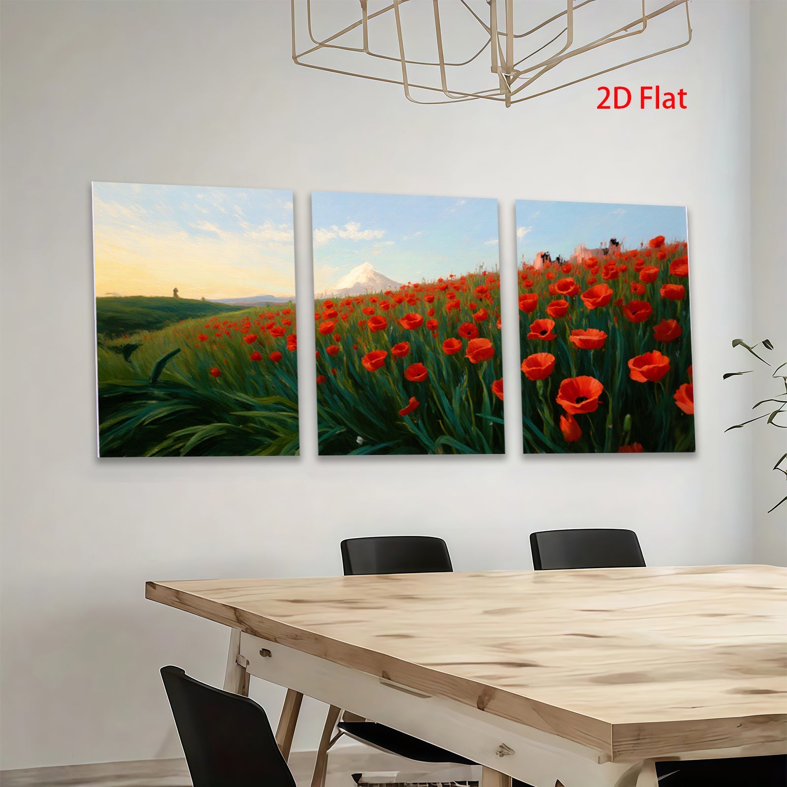 2D flat 1pc Vibrant Floral Landscape Mountain View Wall Art Decor for Living Room Bedroom Modern Farmhouse Rustic Style Canvas Prints Home Decorations