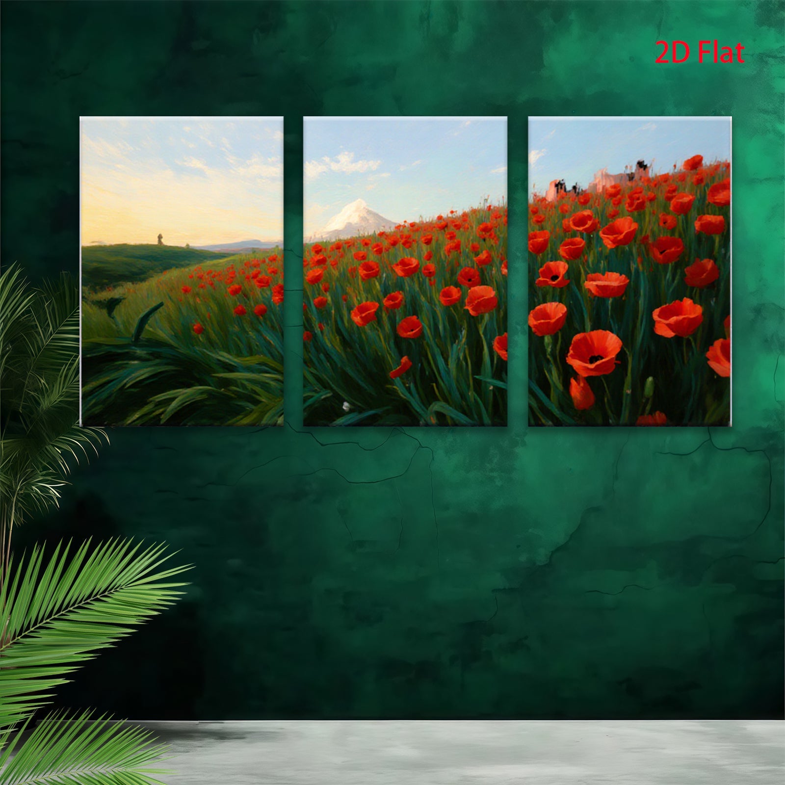2D flat 1pc Vibrant Floral Landscape Mountain View Wall Art Decor for Living Room Bedroom Modern Farmhouse Rustic Style Canvas Prints Home Decorations