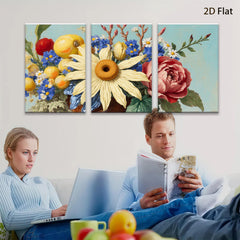 2D flat 1pc Vibrant Floral Still Life Bouquet Artwork Wall Decor Living Room Bedroom Kitchen Home Office Gallery Wrapped Canvas Prints Modern Farmhouse Style