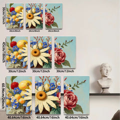 2D flat 1pc Vibrant Floral Still Life Bouquet Artwork Wall Decor Living Room Bedroom Kitchen Home Office Gallery Wrapped Canvas Prints Modern Farmhouse Style