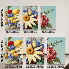 2D flat 1pc Vibrant Floral Still Life Bouquet Artwork Wall Decor Living Room Bedroom Kitchen Home Office Gallery Wrapped Canvas Prints Modern Farmhouse Style