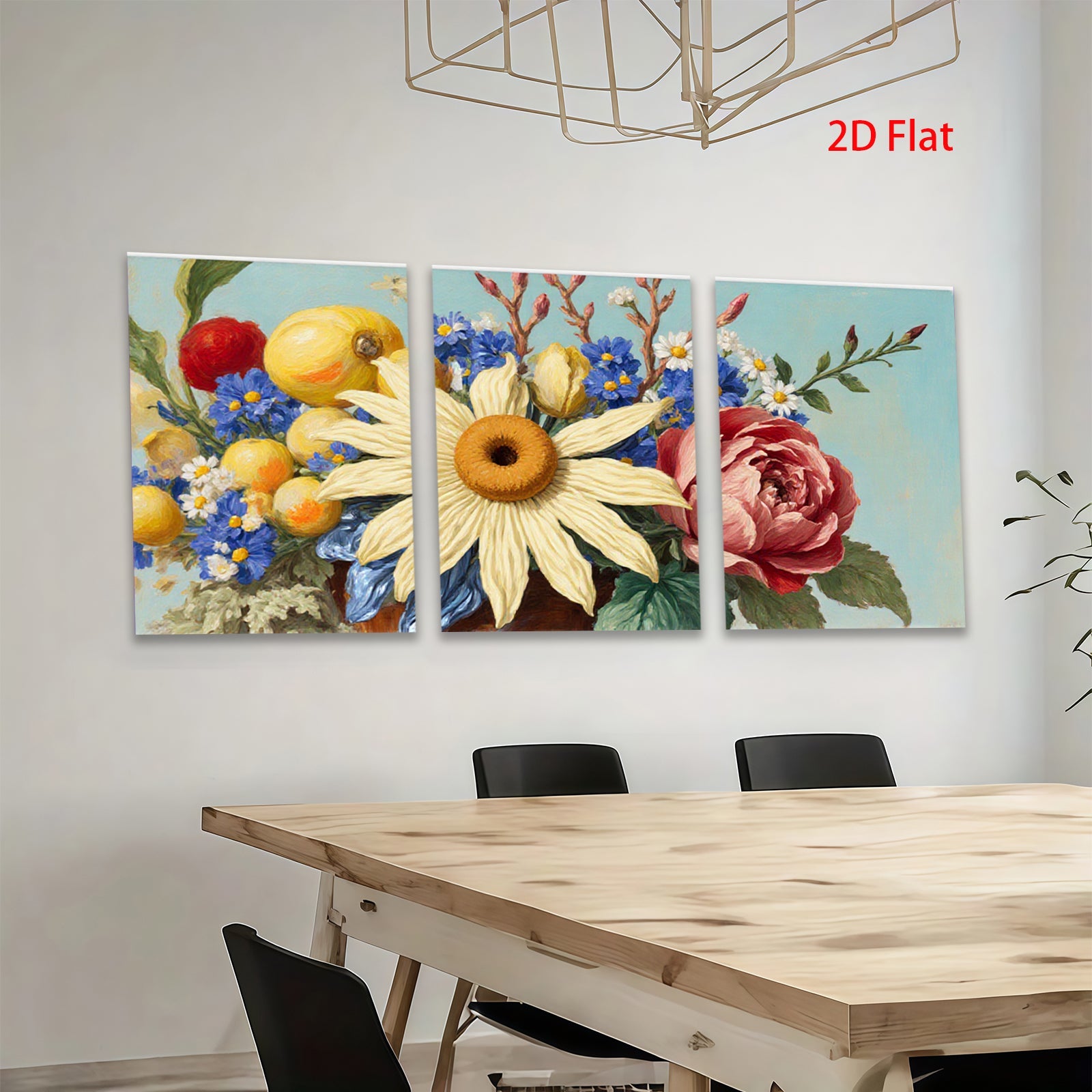 2D flat 1pc Vibrant Floral Still Life Bouquet Artwork Wall Decor Living Room Bedroom Kitchen Home Office Gallery Wrapped Canvas Prints Modern Farmhouse Style